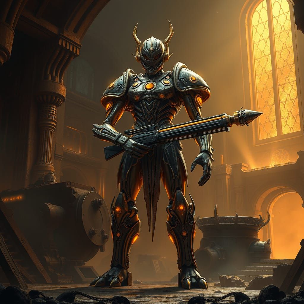 Dwemer Automaton in Ancient Ruin, Metallic Textures