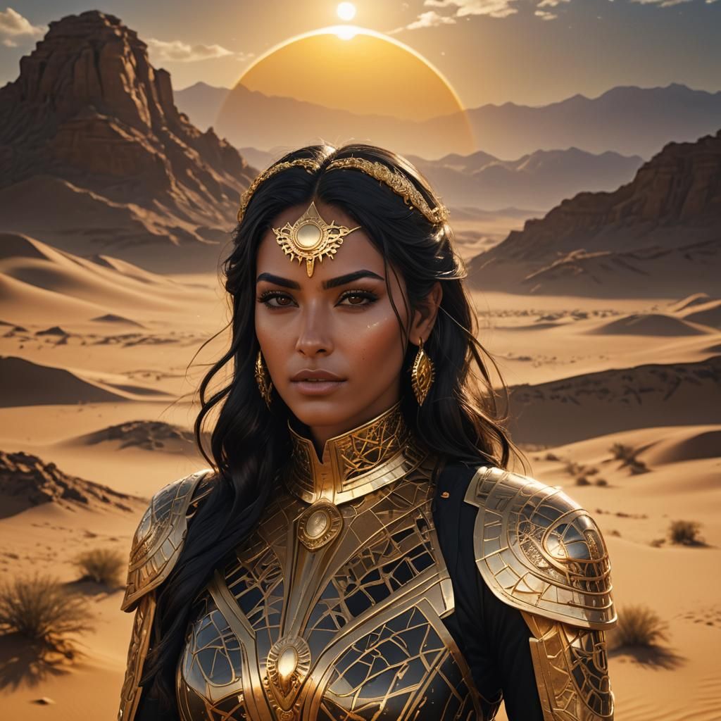 Futuristic Middle Eastern Sun Goddess Portrait