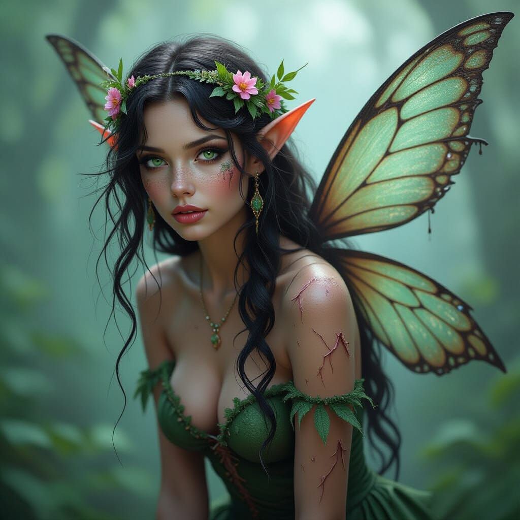 Enchanting Mysterious Fairy With Tattered Skin