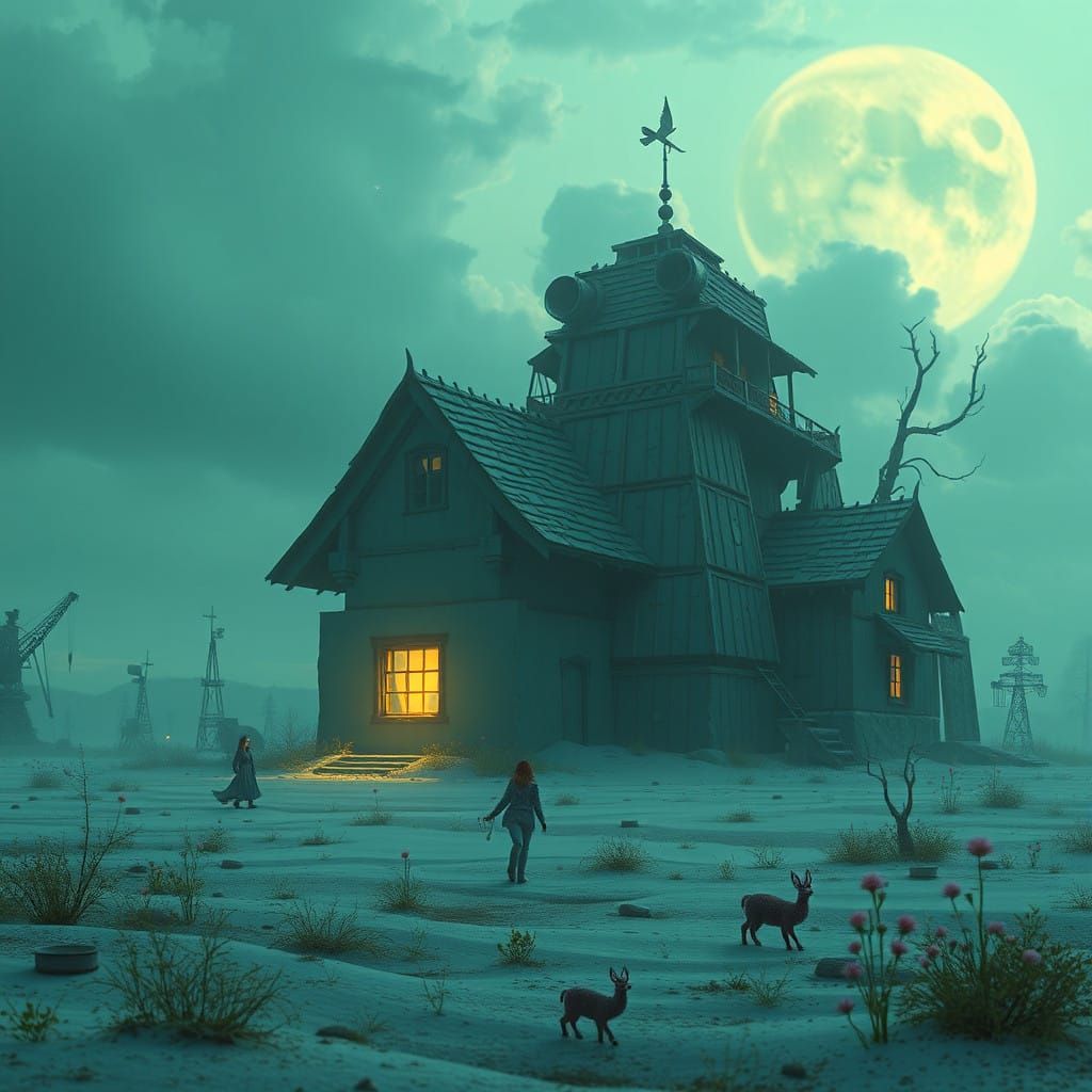 Fairy in Whimsical Retro-Futuristic Landscape