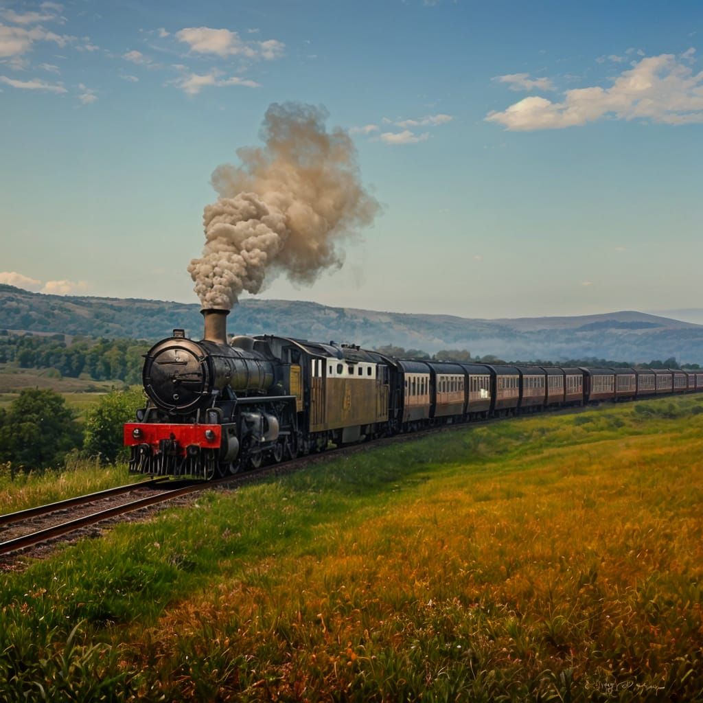 Impressionistic Train Painting in Motion