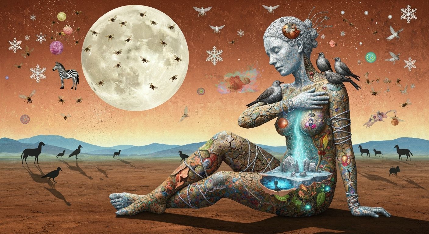 Mystical Bio Art Collage of Exile Rebel in Ethereal Forest