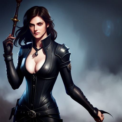 Hyperrealistic Yennefer Portrait with Anime Eyes