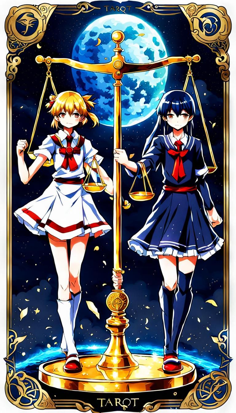 Justice Tarot Card with Anime Theme