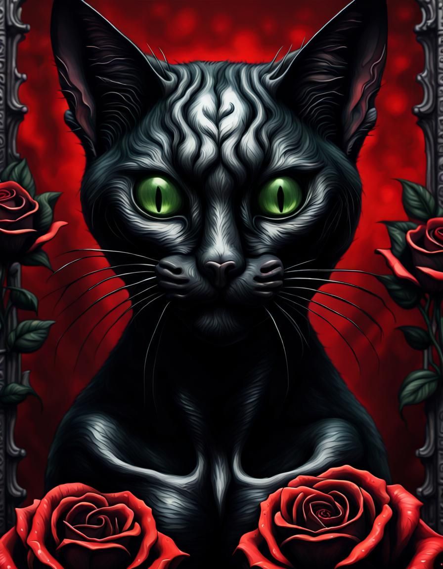 Black Cat in Red