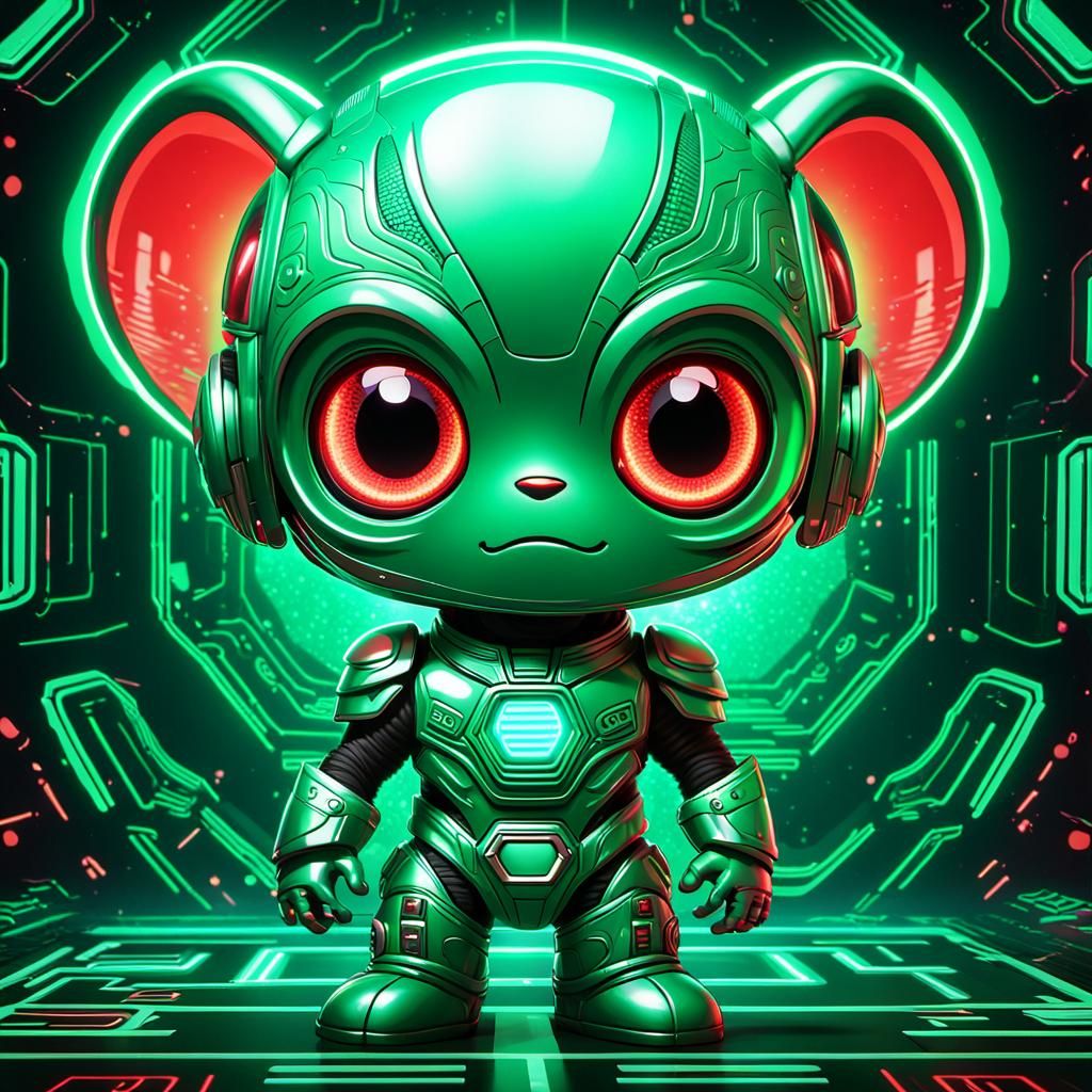 Wanted: Cute Fuzzy Alien Hologram in Futuristic Armor
