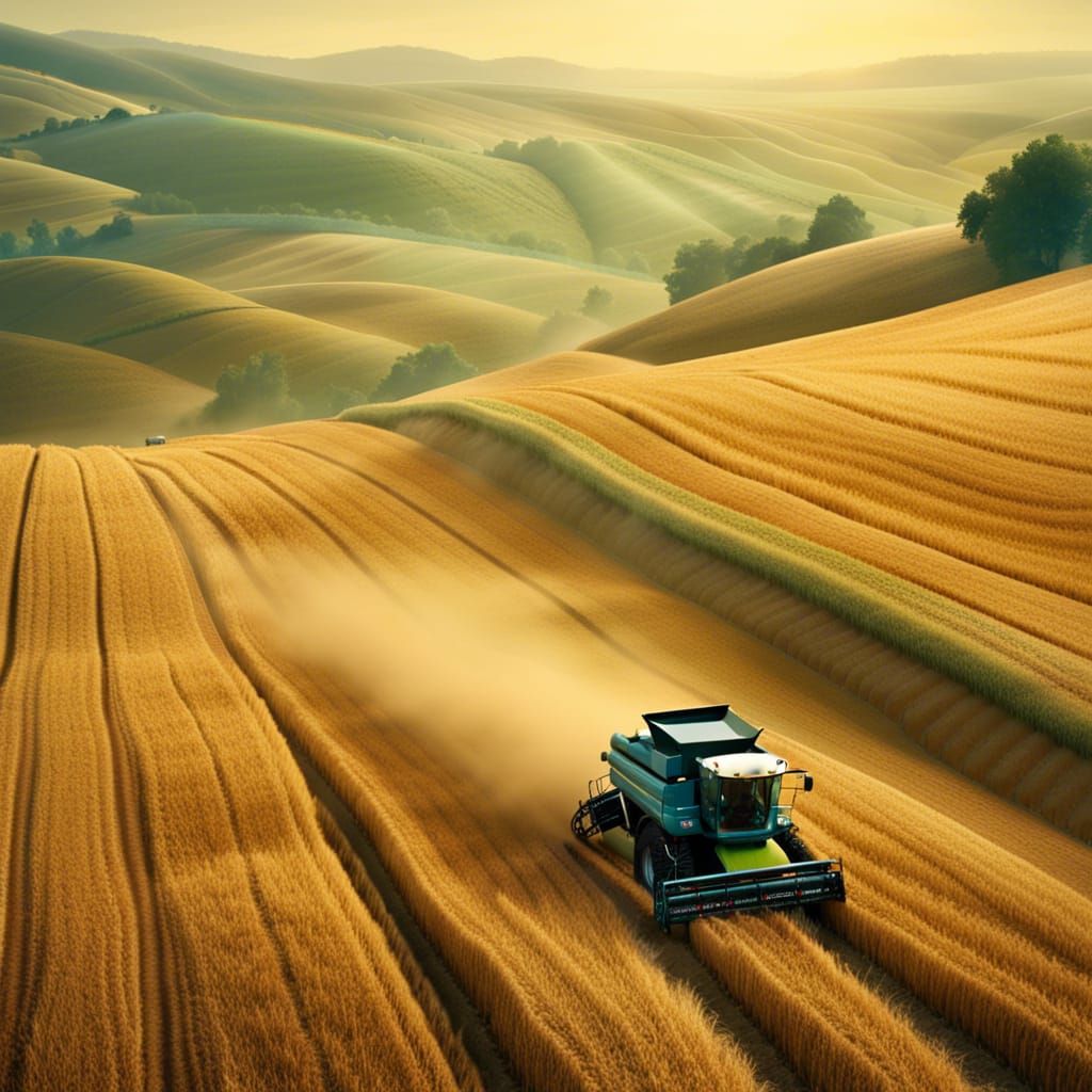 Foggy Morning Wheat Field in Detailed Matte Painting