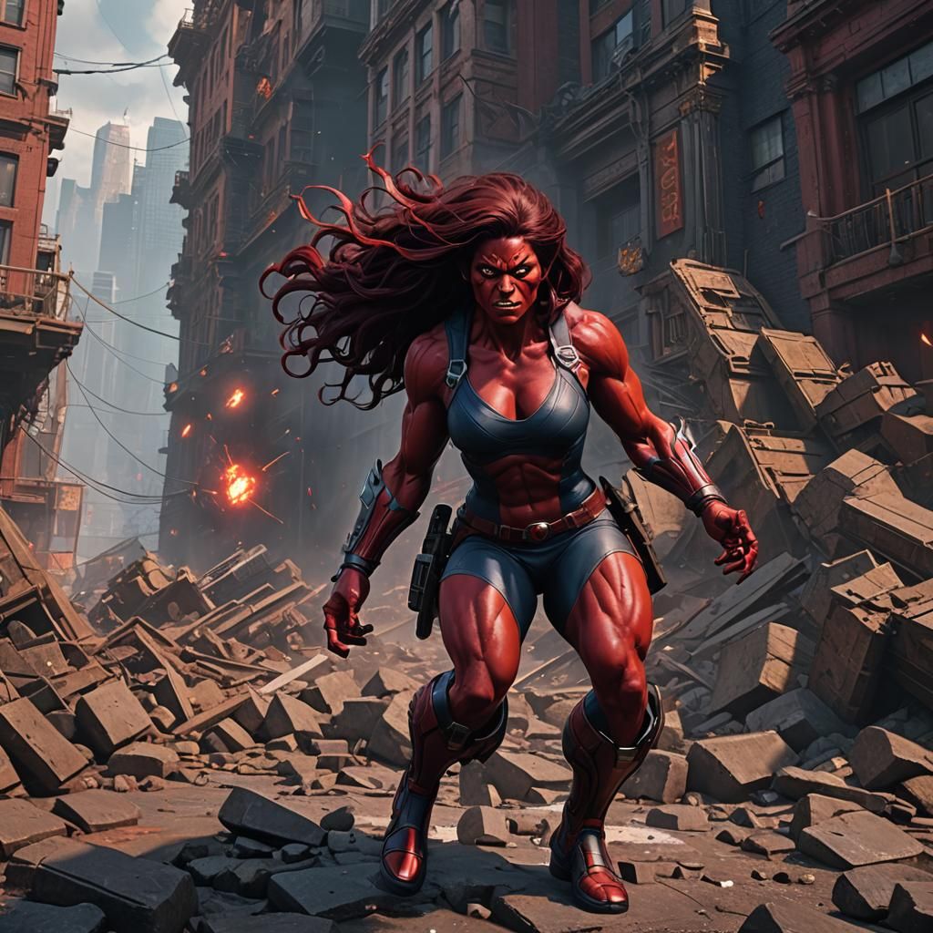 Red She-Hulk Concept Art in Unreal Engine 5
