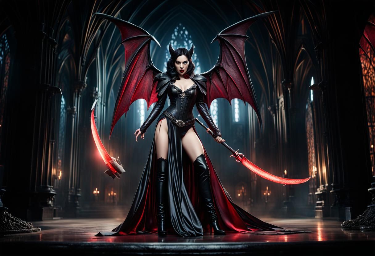 Female vampire with bat wings high resolution realistic skin...