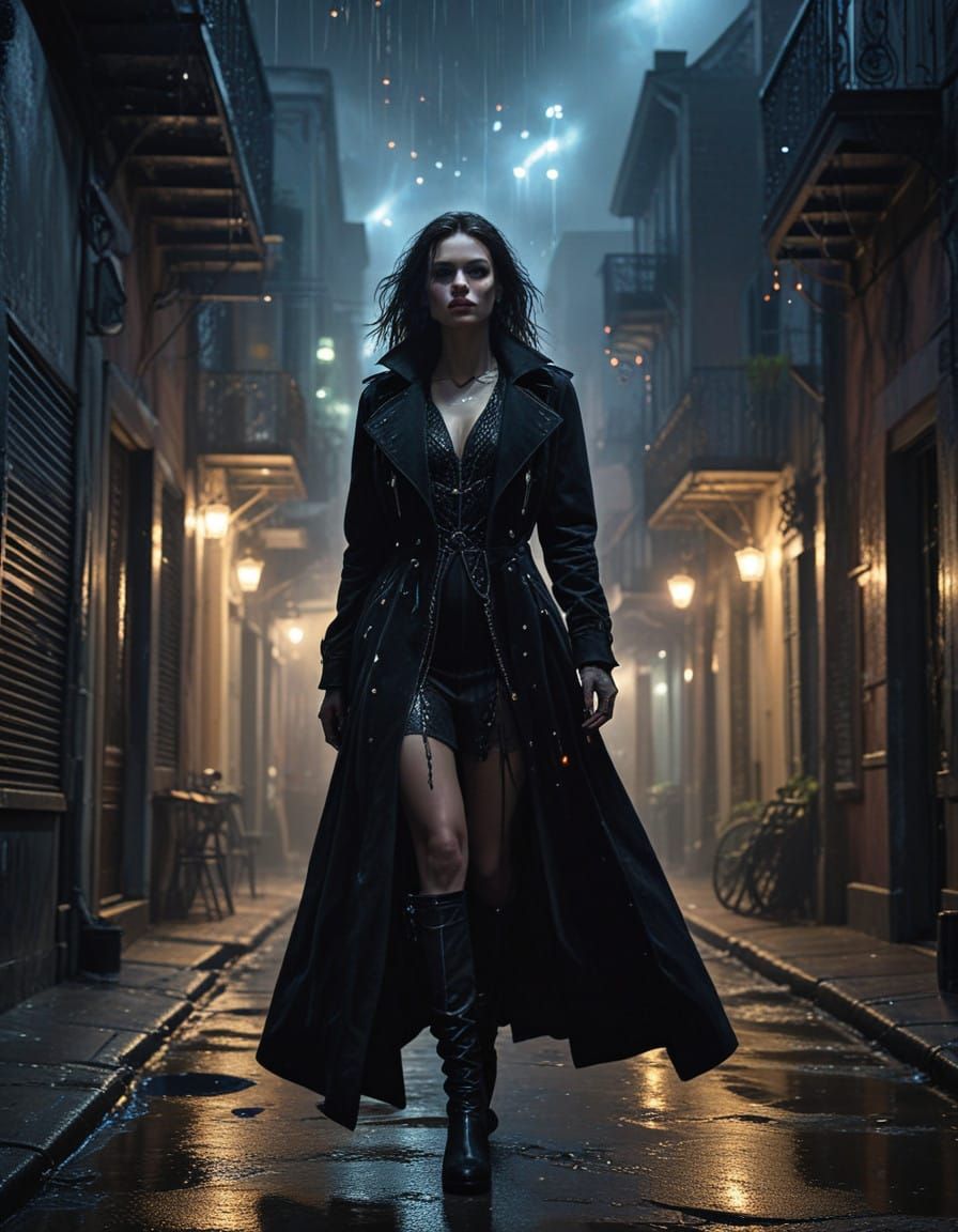Mysterious Woman in Cyberpunk New Orleans