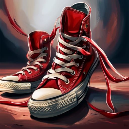 Red Chuck Taylors with Bandana Laces