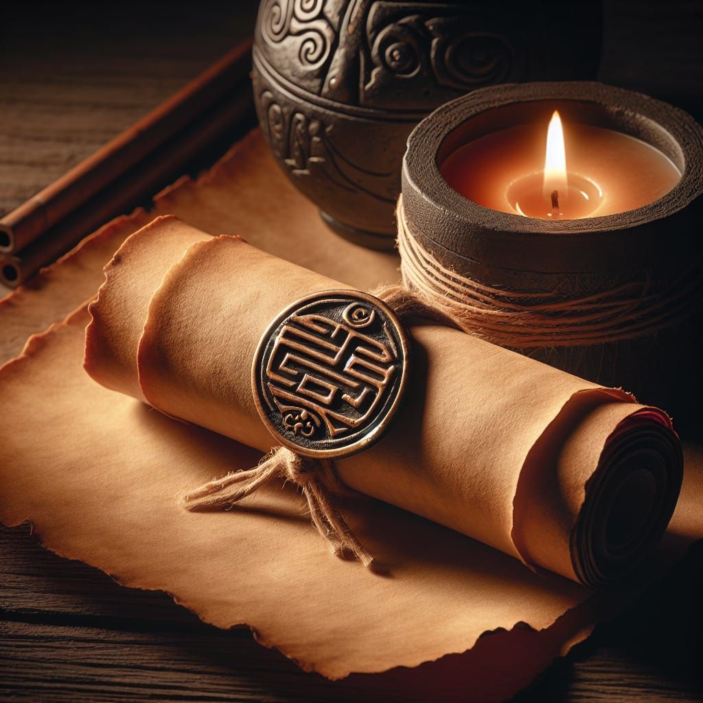 Ancient Lucky Charm with Candlelight