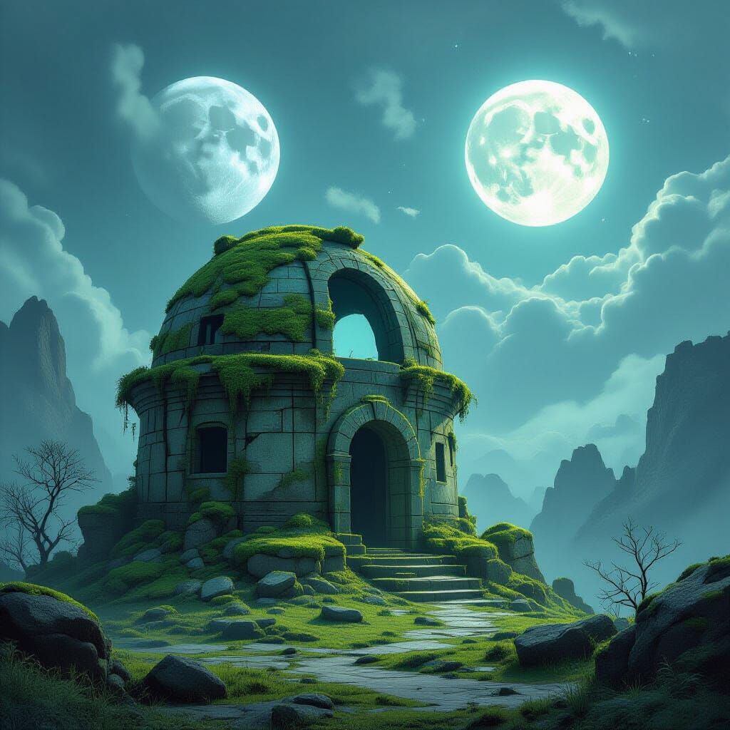 Ancient Alien Observatory Under Twin Moons