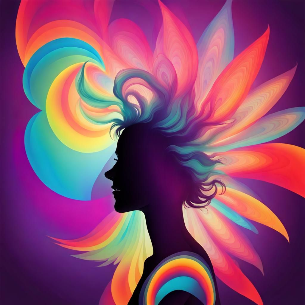 Psychedelic Zephyr Silhouette with Vibrant Background