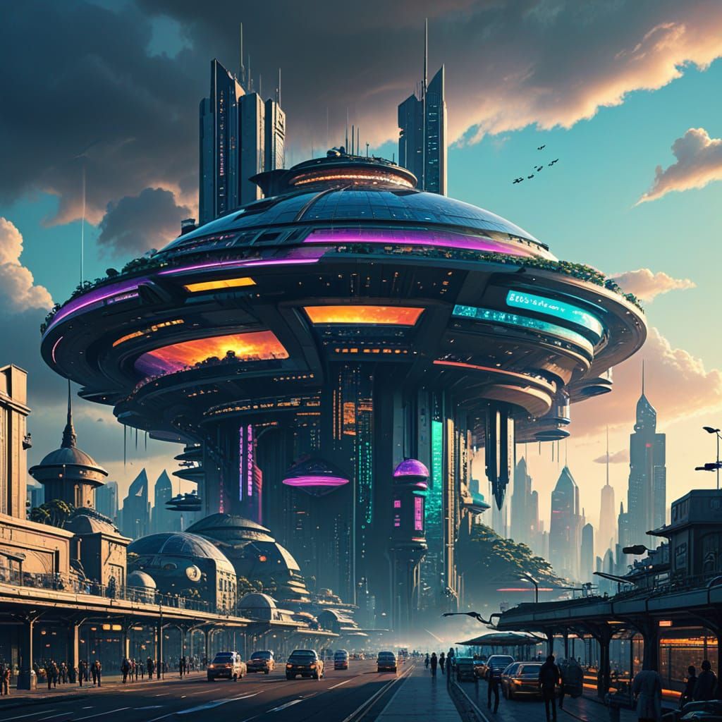 Breathtaking Futuristic Cityscape in Vibrant Colors