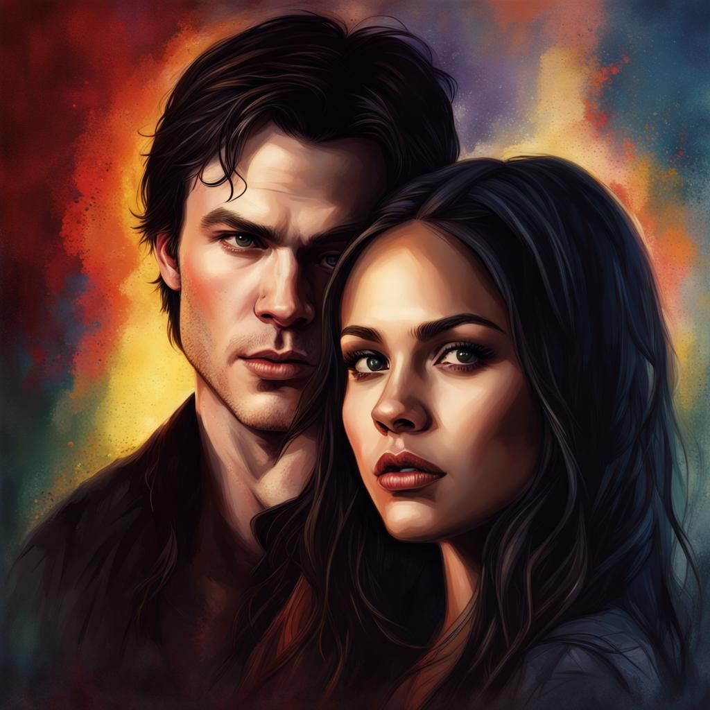 Damon and Eliana: Hyperrealistic Splash Art Portrait