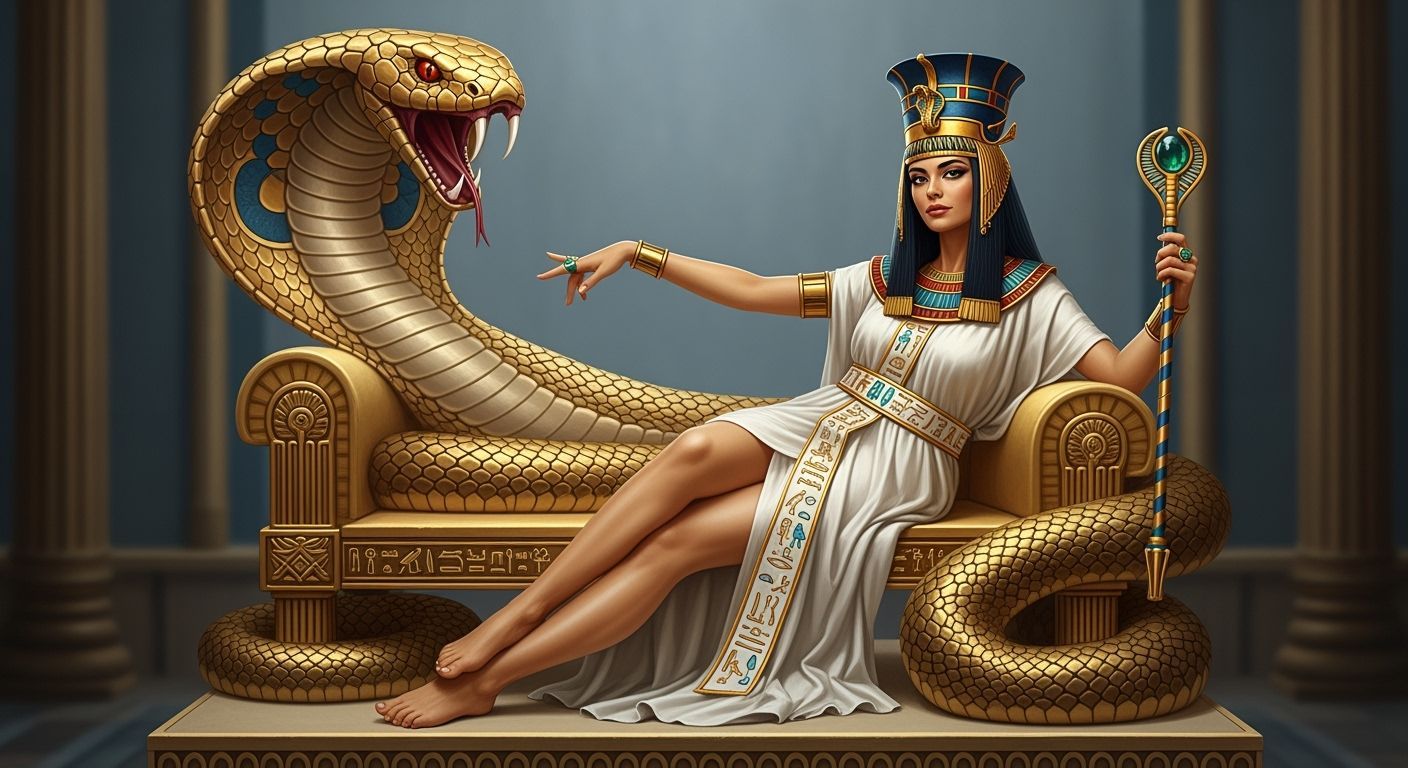 Egyptian Queen Lounging on Golden Chaise Longue