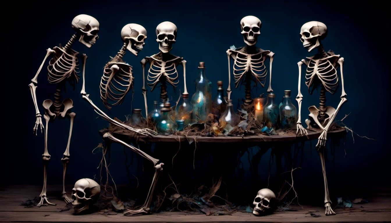 Skeleton Jug Band Performance in Dark Eclipse Style
