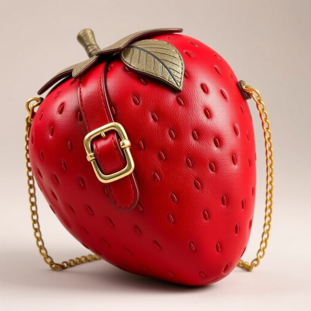 Strawberry Handbag in Children's Book Illustration Style