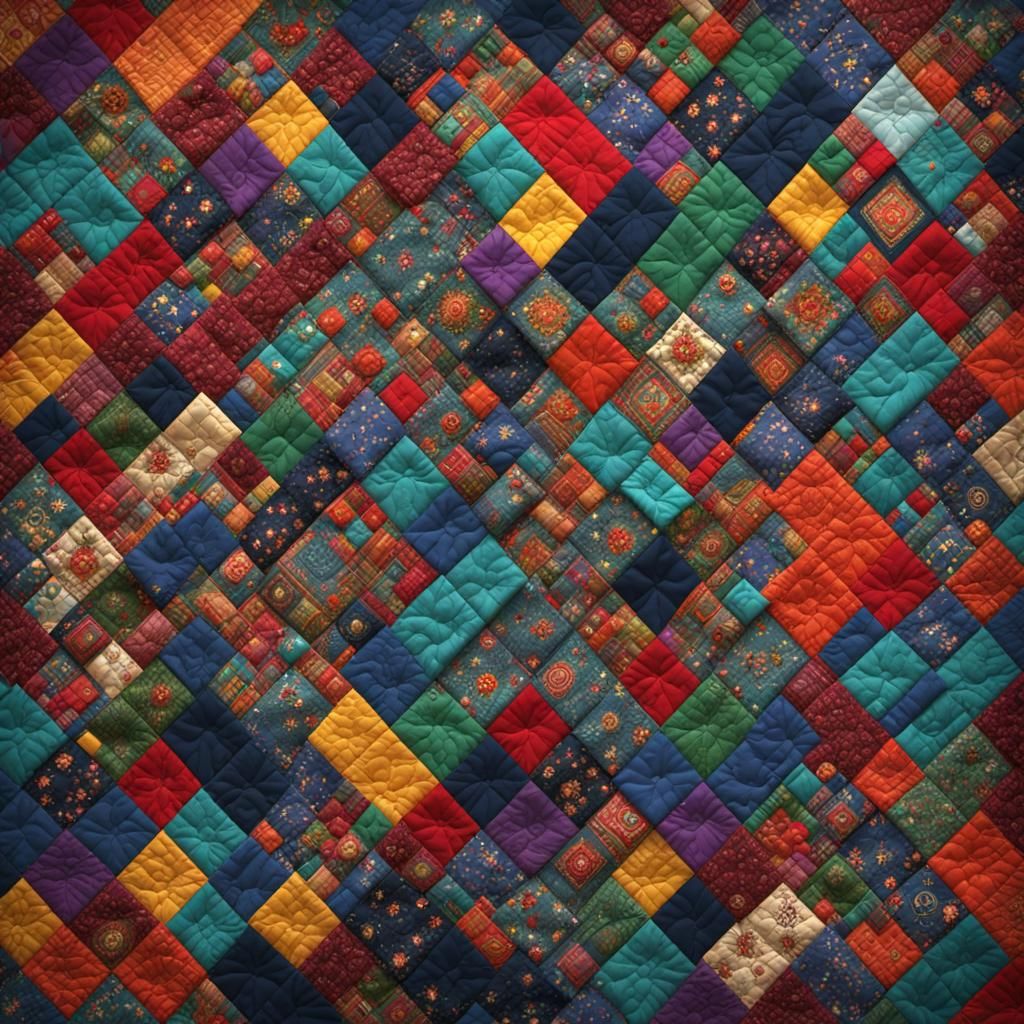 Unique Patchwork Quilt with Intricate Details