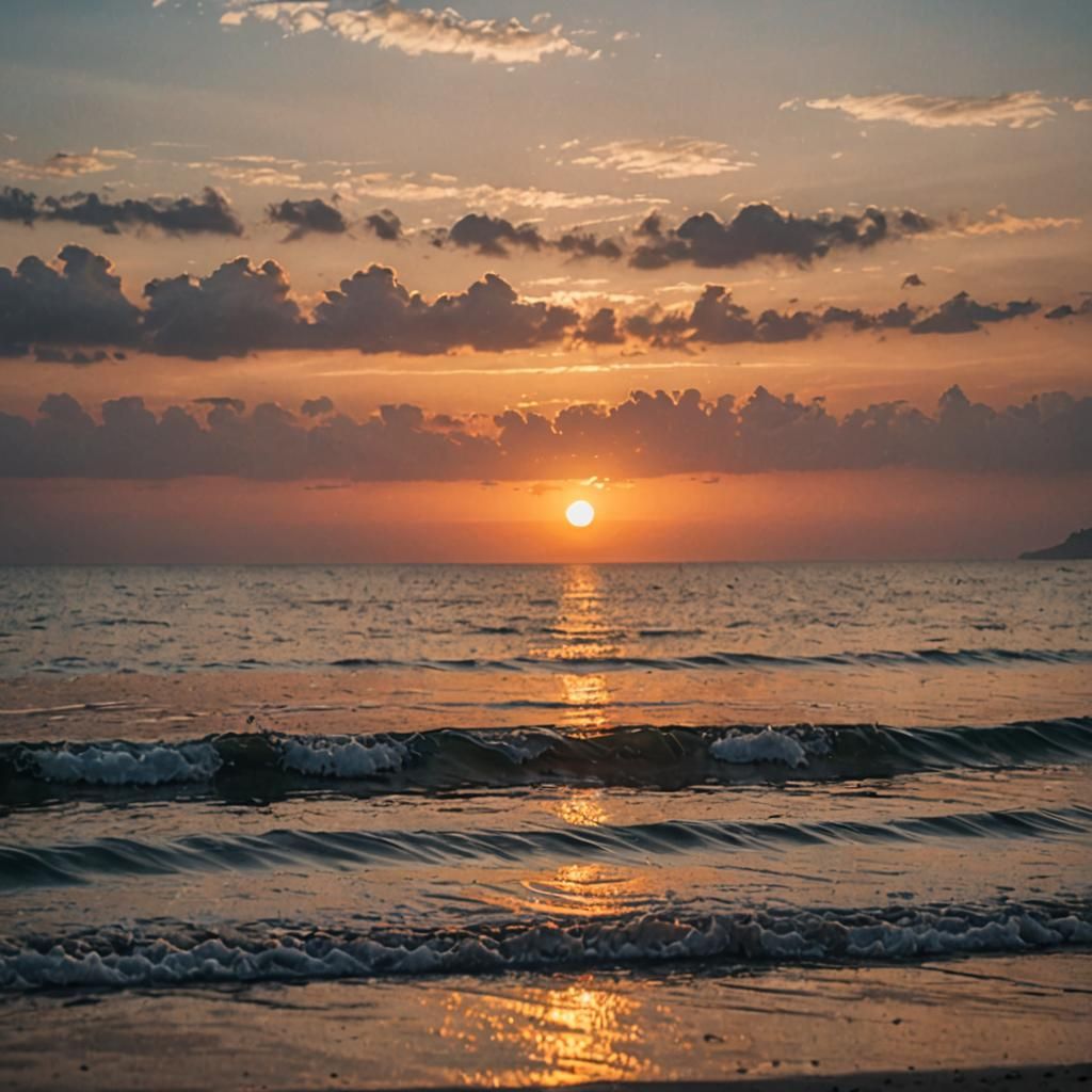 Majestic Sunset Over the Sea: Photography