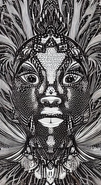 Woman in Yoga Pose: Prismatic Mosaic Portrait