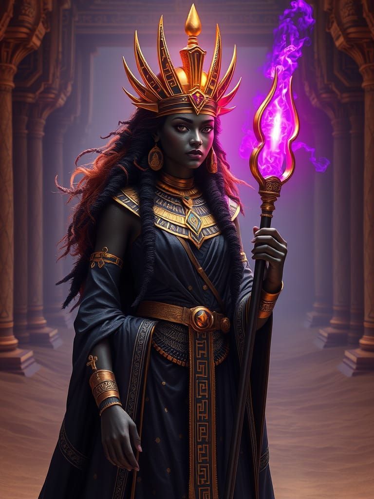 Nubian Goddess of Shifting Sands: Dark Fantasy Art