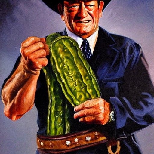 John Wayne Pickle Champion: Oil Painting