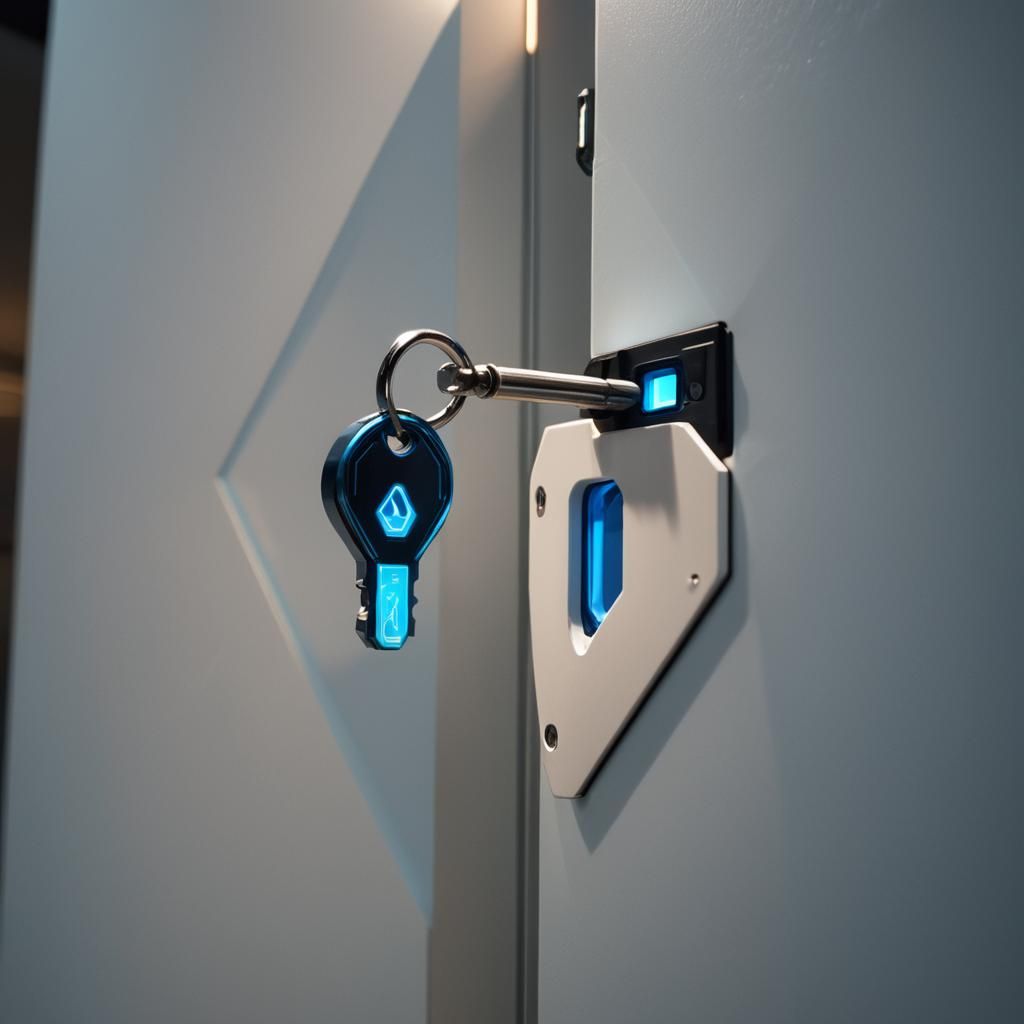 Futuristic Key Opens Portal with Glowing Lights