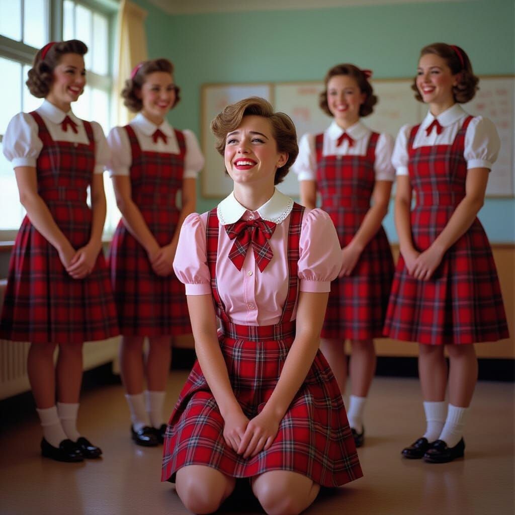 Emotional Classroom Scene in Wes Anderson Style