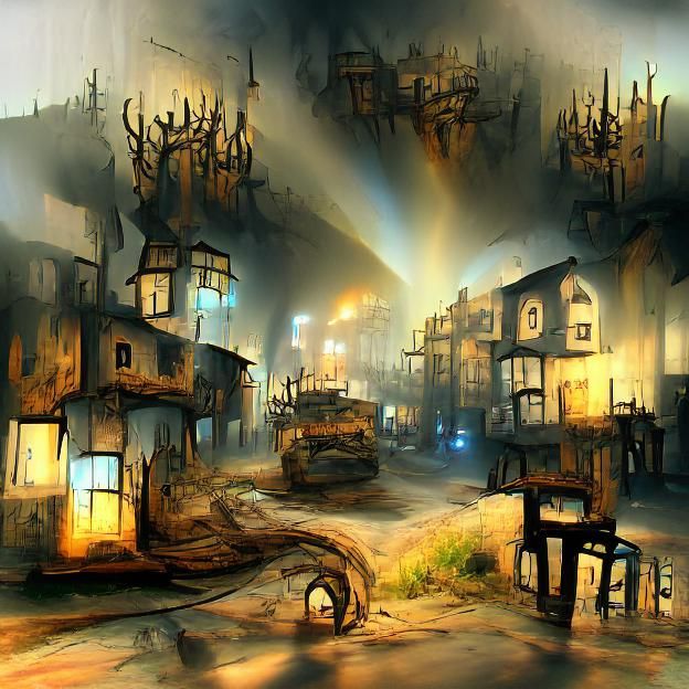 Eerie Blighted Town Landscape