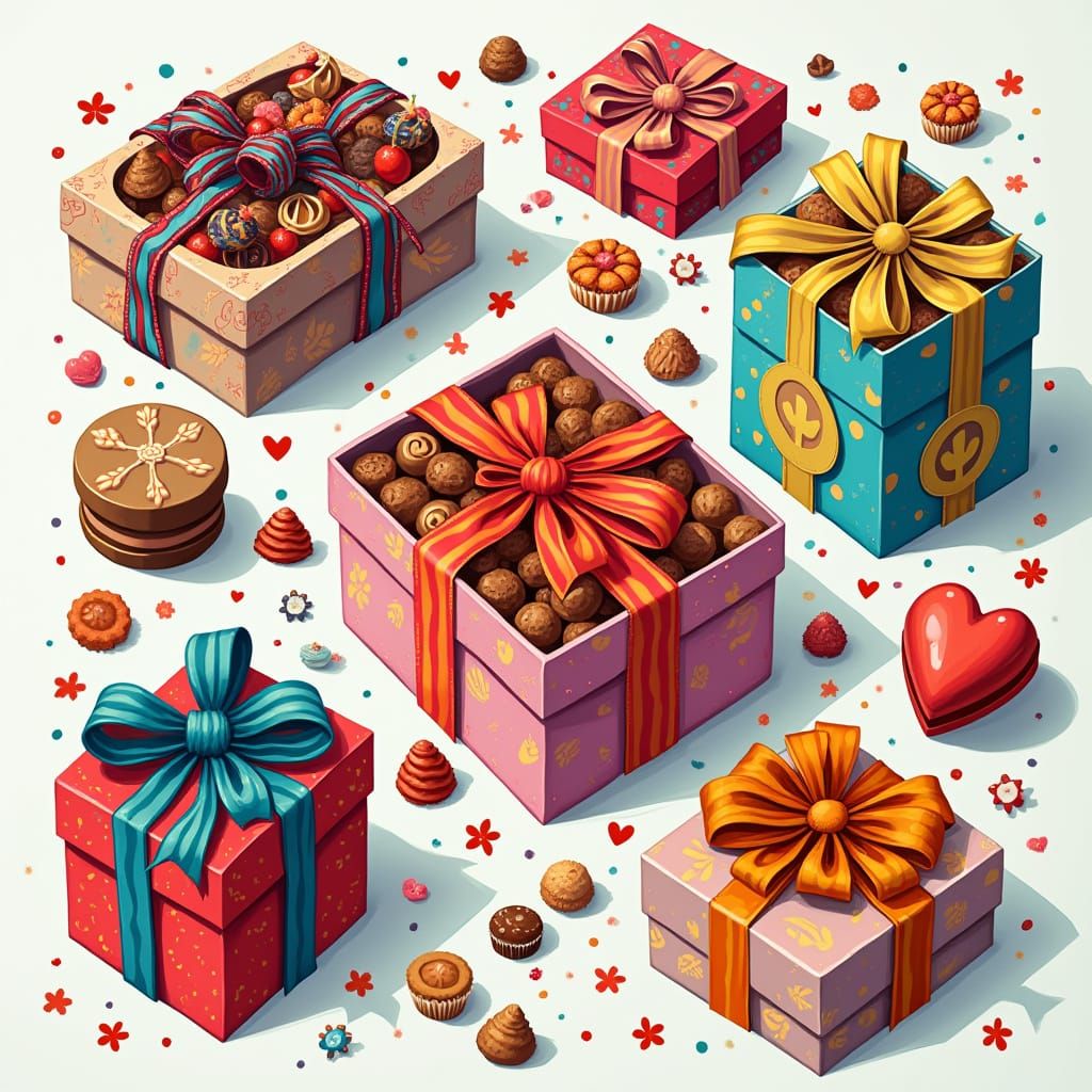 Whimsical Candy Boxes in Pop Surrealist Style