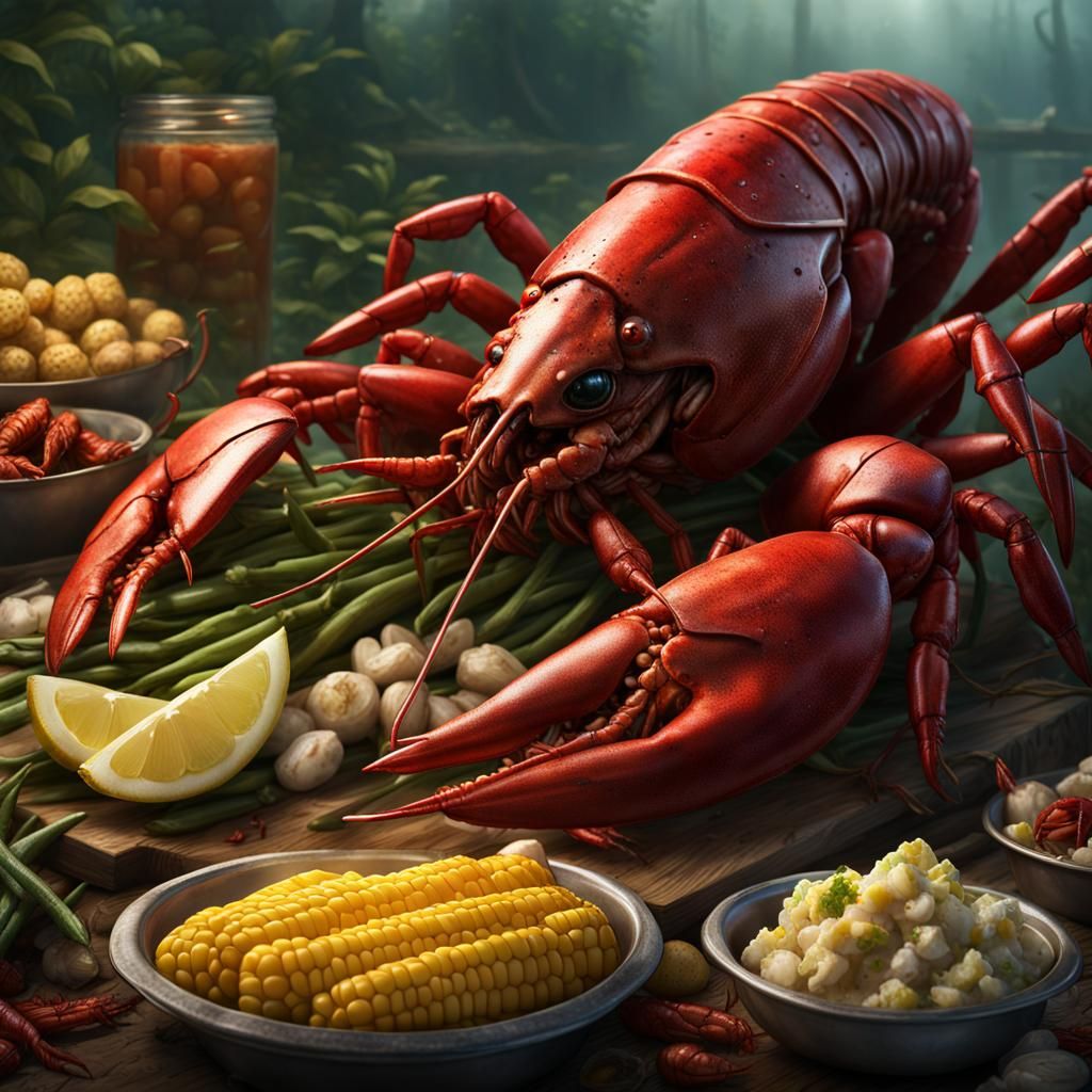 Louisiana Crawfish Boil Food Festival: Detailed Matte Painti...