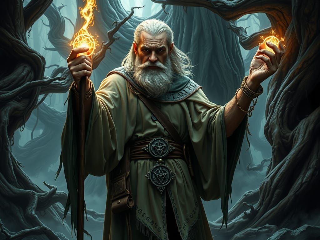 Wizard's Granite Transformation in Enchanted Forest