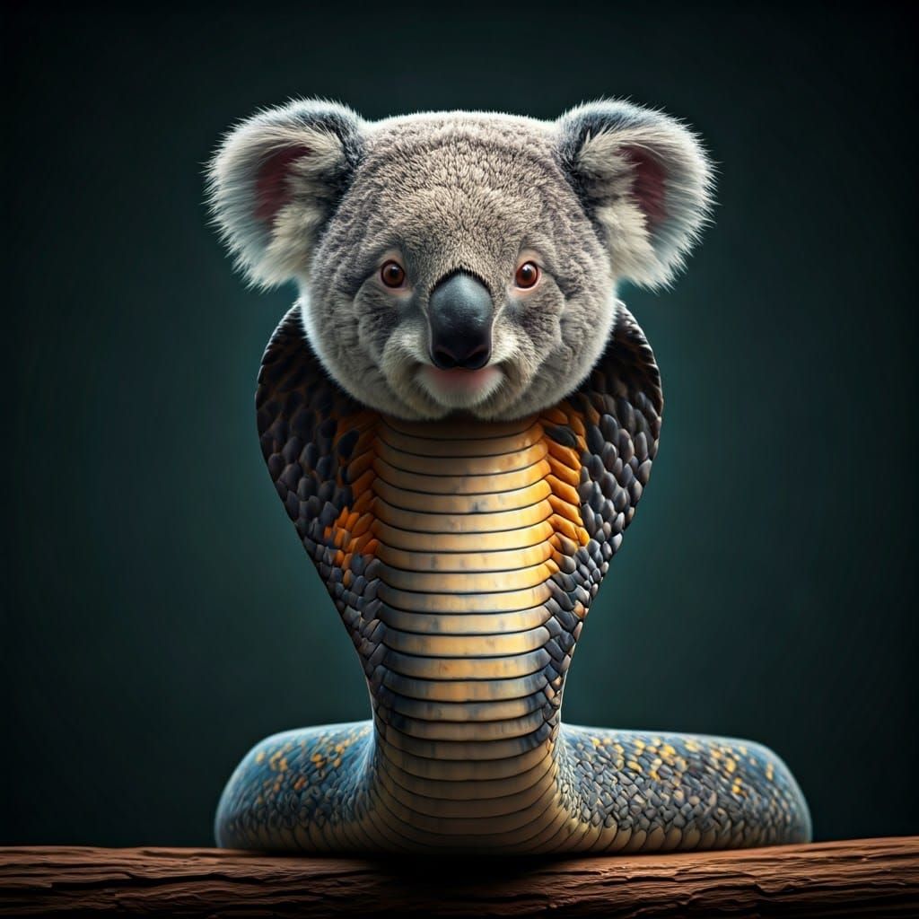 Cobra-Koala Hybrid Creature in Psychedelic Art