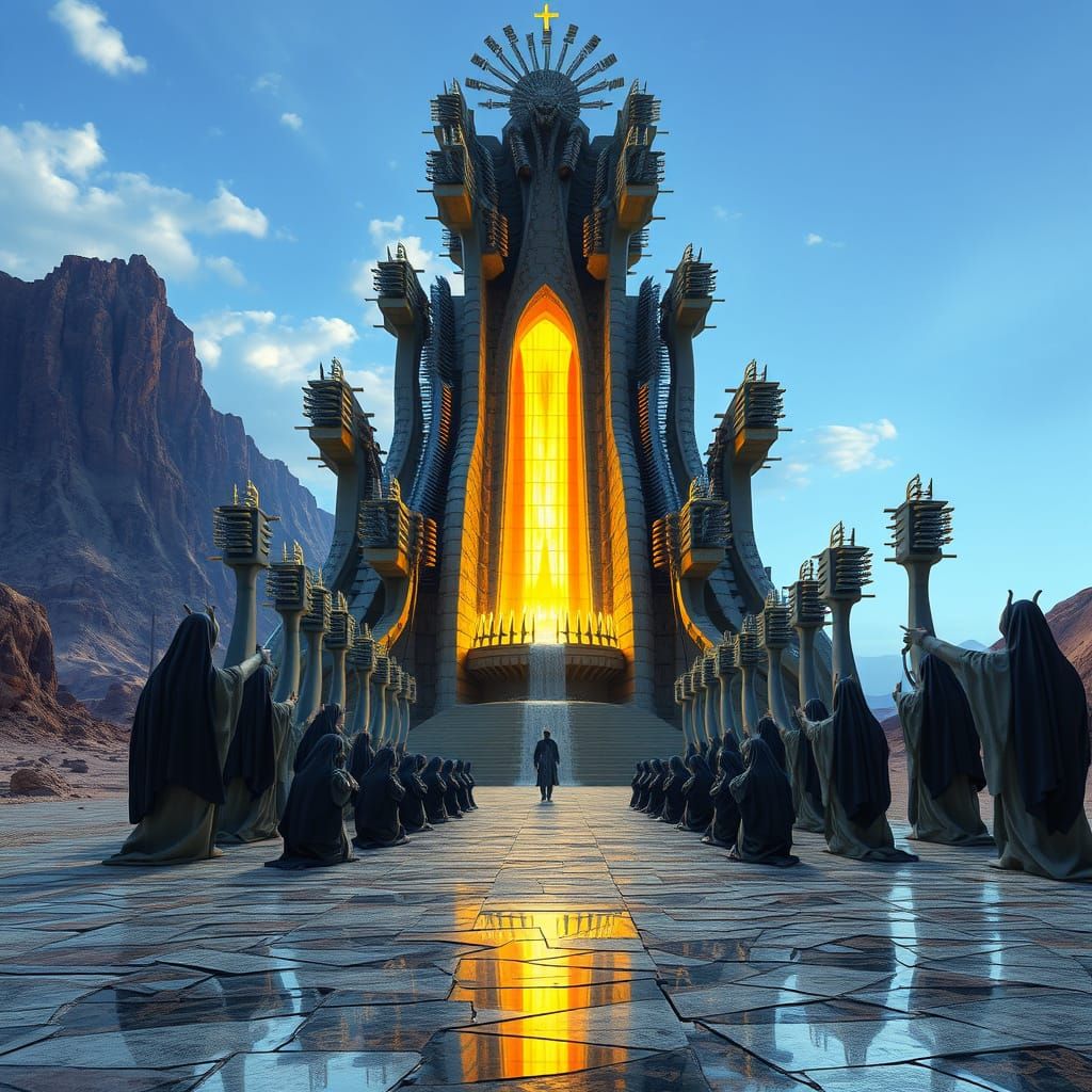 Surreal Toothbrush Cathedral in Biomechanical Style