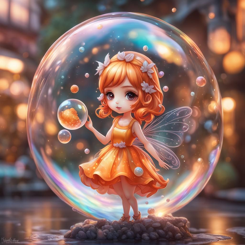 Cute Chibi Fairy in a Bubble: Candy Art