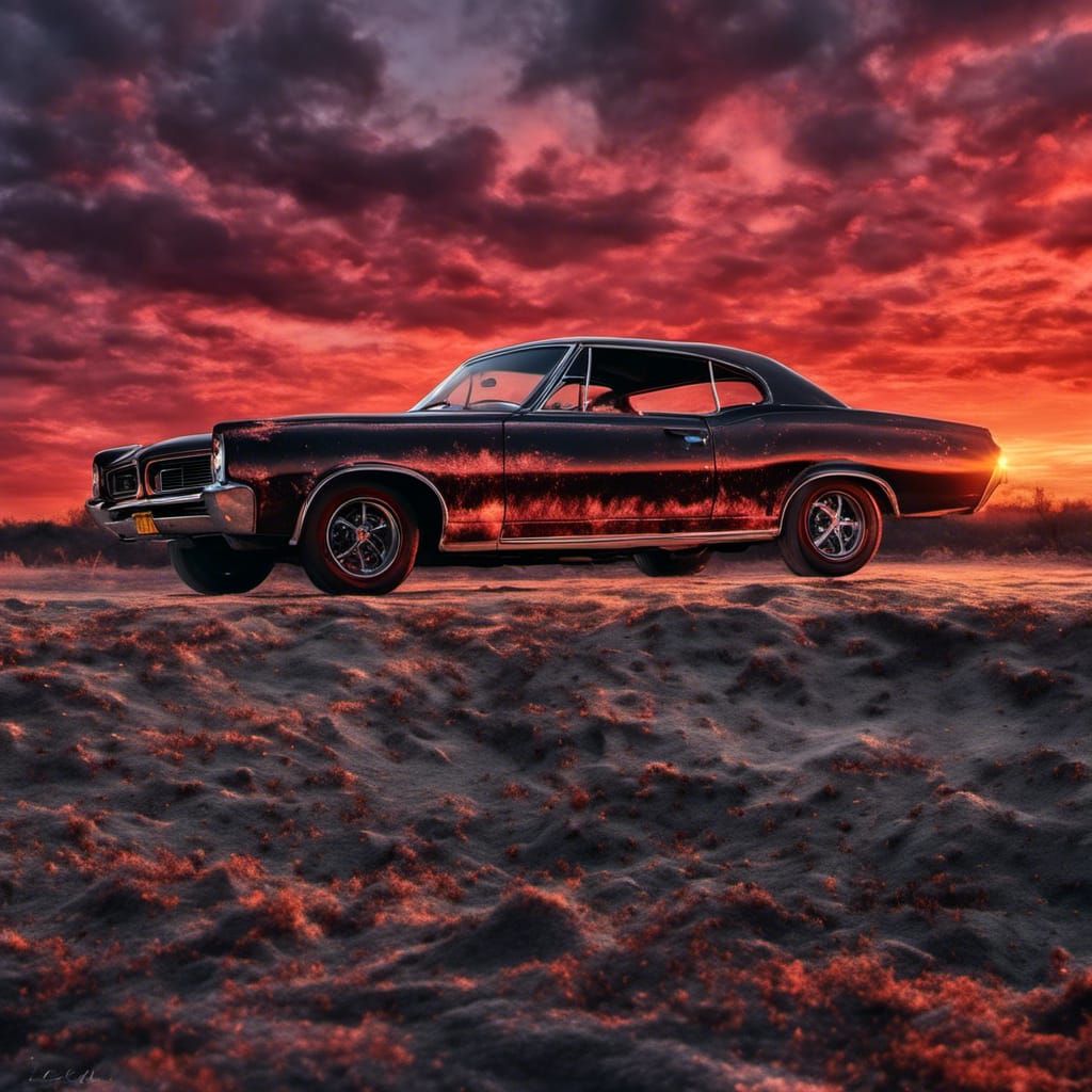 1966 shiny black Pontiac GTO