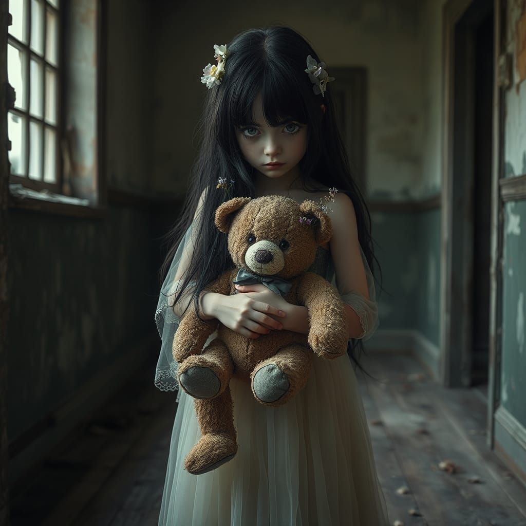 Ethereal Girl Spirit in Abandoned House