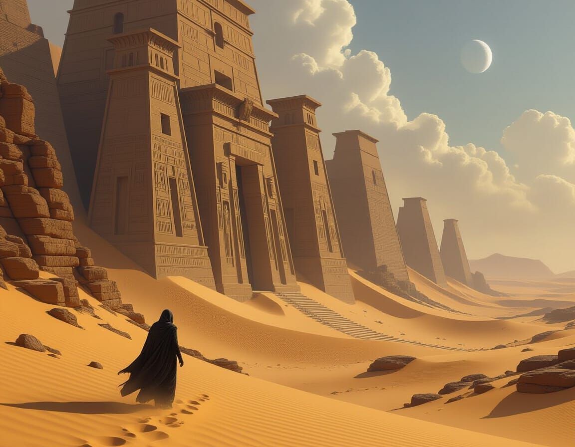 Ancient City Ruins in Desert Sands Digital Painting