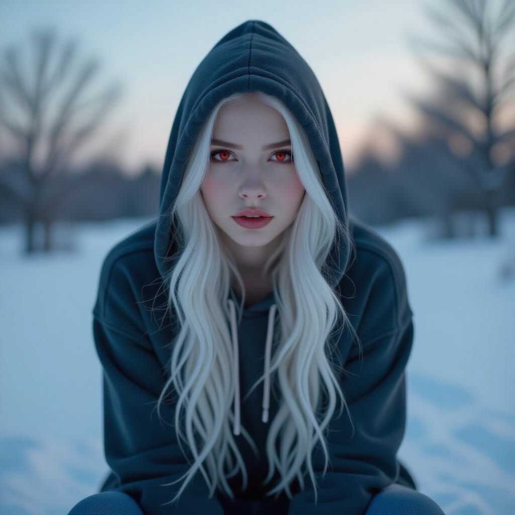 Albino Woman with Blood-Red Eyes, Cinematic Film Still