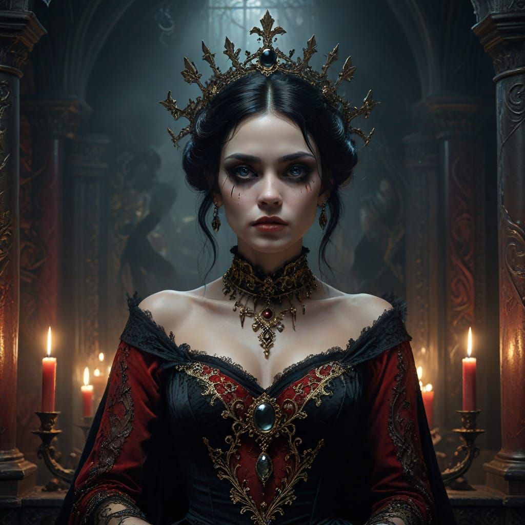 Elegant Vampire Queen in Victorian Splendor