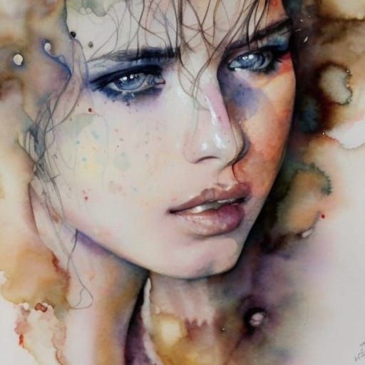 Watercolor Portrait of a Gorgeous Young Woman