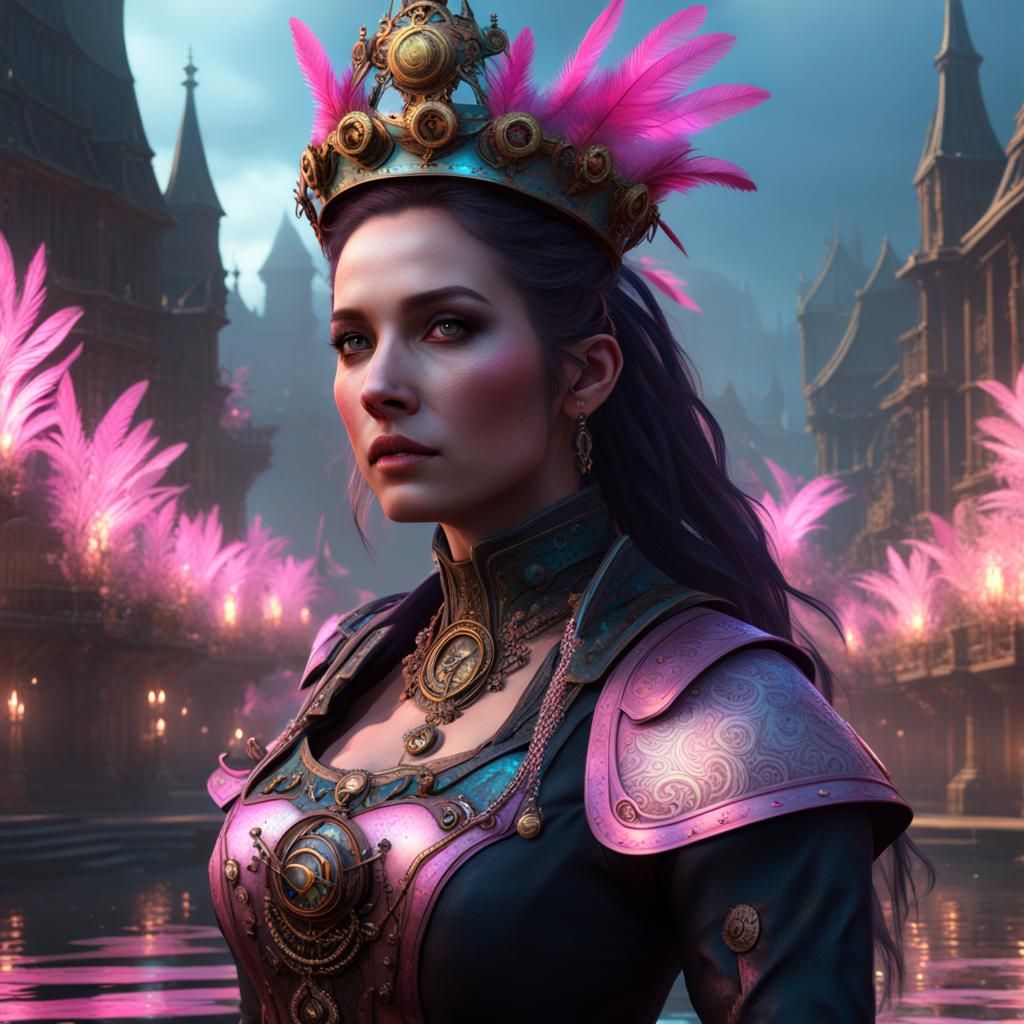 Steampunk Vampire Otter Warrior in Bioluminescent Fantasy