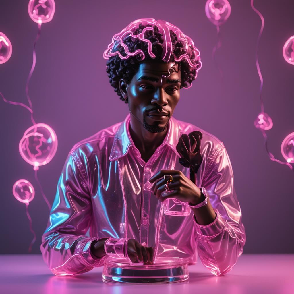 Hopeless Romantic in Glass, Synthwave Neon Art