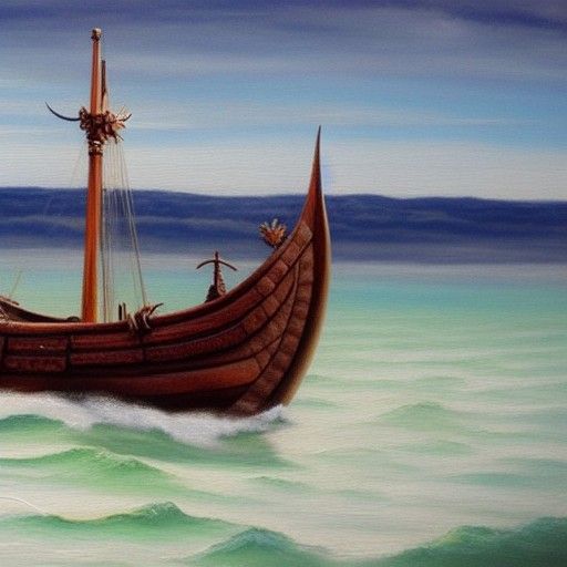 Viking Ship as Oil Painting