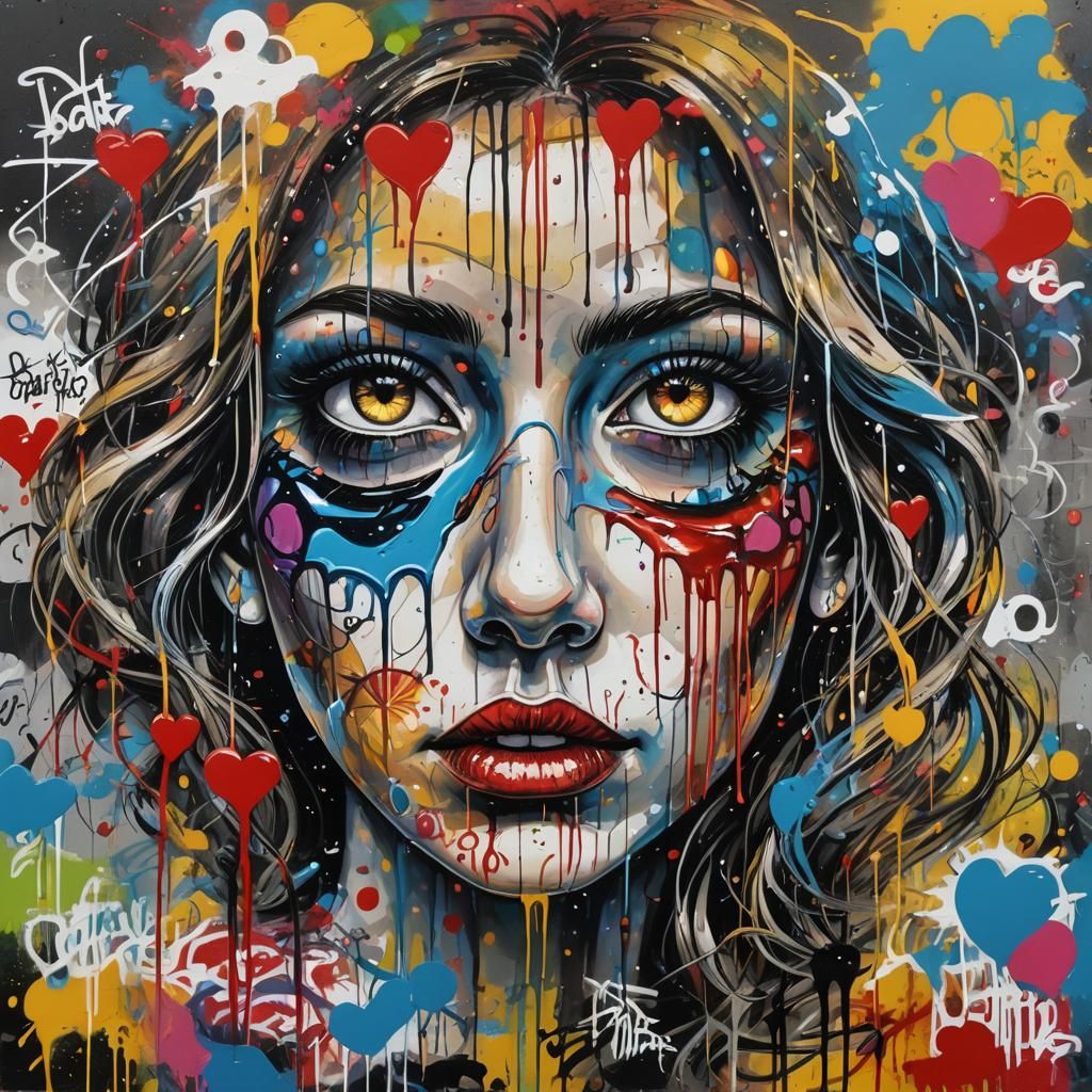 Colorful Graffiti Art with Oil and Acrylic Textures