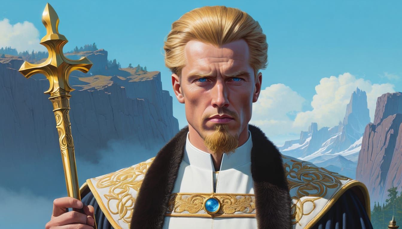 Regal Norse Prince Exudes Dignified Elegance in White Robes