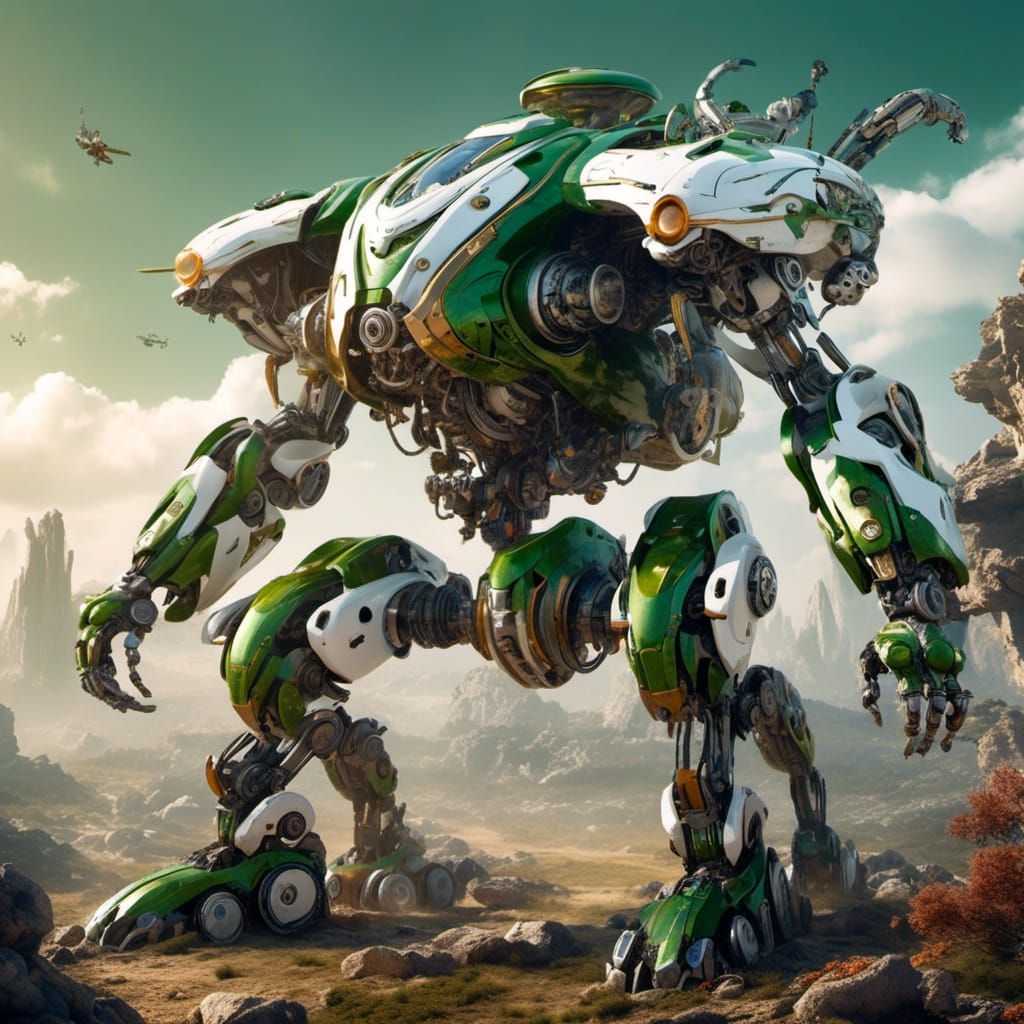 Green Sloth Zord Mech in Dynamic Action