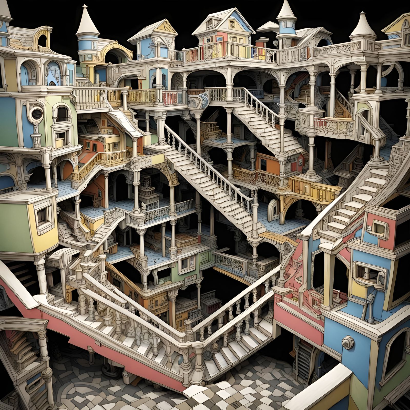 Brightly colored Playplace, Complex Intricate optical illusi...